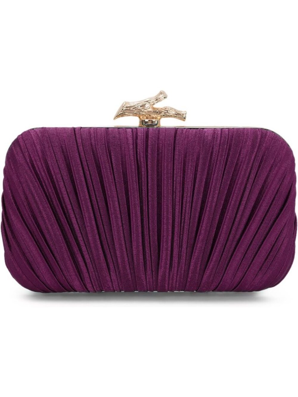 Women Dark Purple Pleated Clutch Purse For With Chain Wedding Party Evening Bag